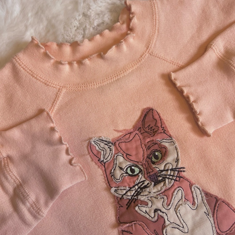 Teddy Fresh Don’t Touch Me Cat Appliqué Crewneck